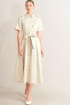 SANDSTONE GRACE WOVEN MIDI SHIRT DRESS