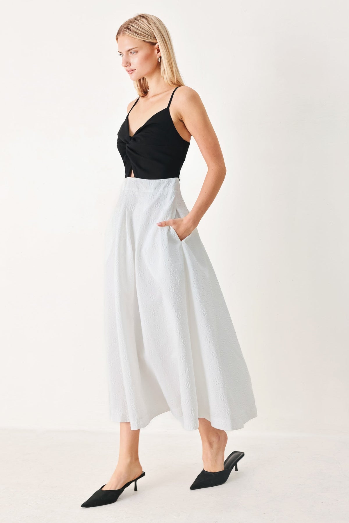 MODERN CONTRAST MIDI DRESS