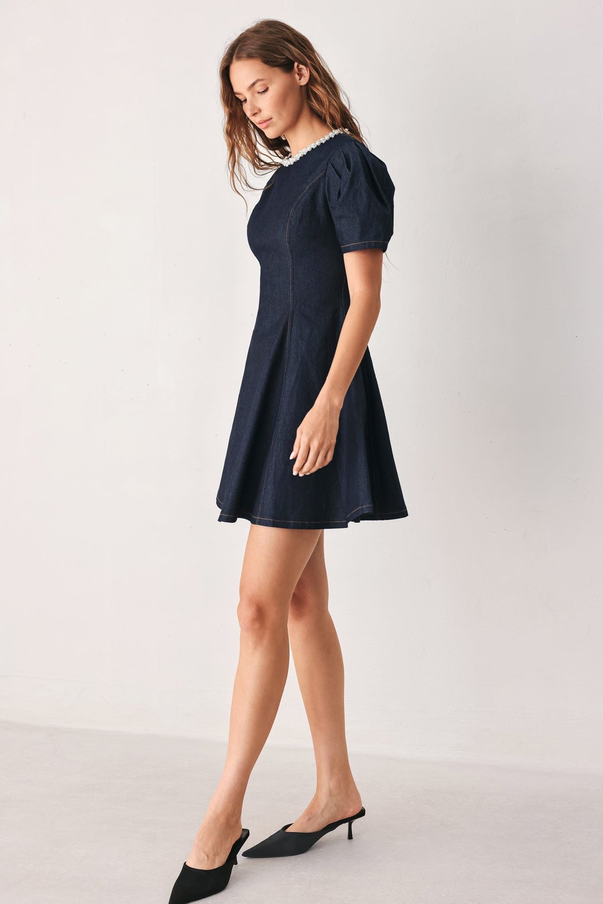 SWEET INDIGO DENIM MINI DRESS