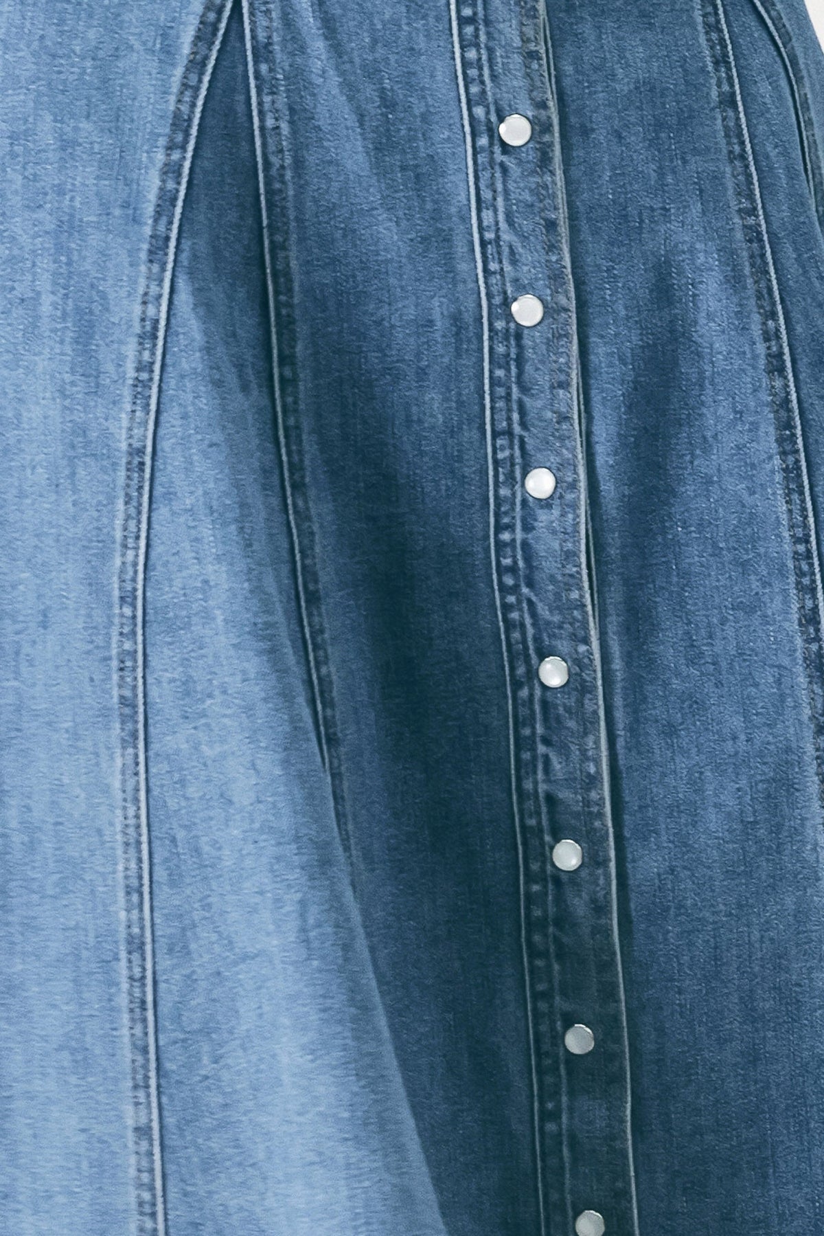 VINTAGE SKY DENIM MIDI SHIRT DRESS