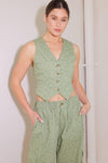DRIFTING CURRENTS OLIVE WOVEN VEST