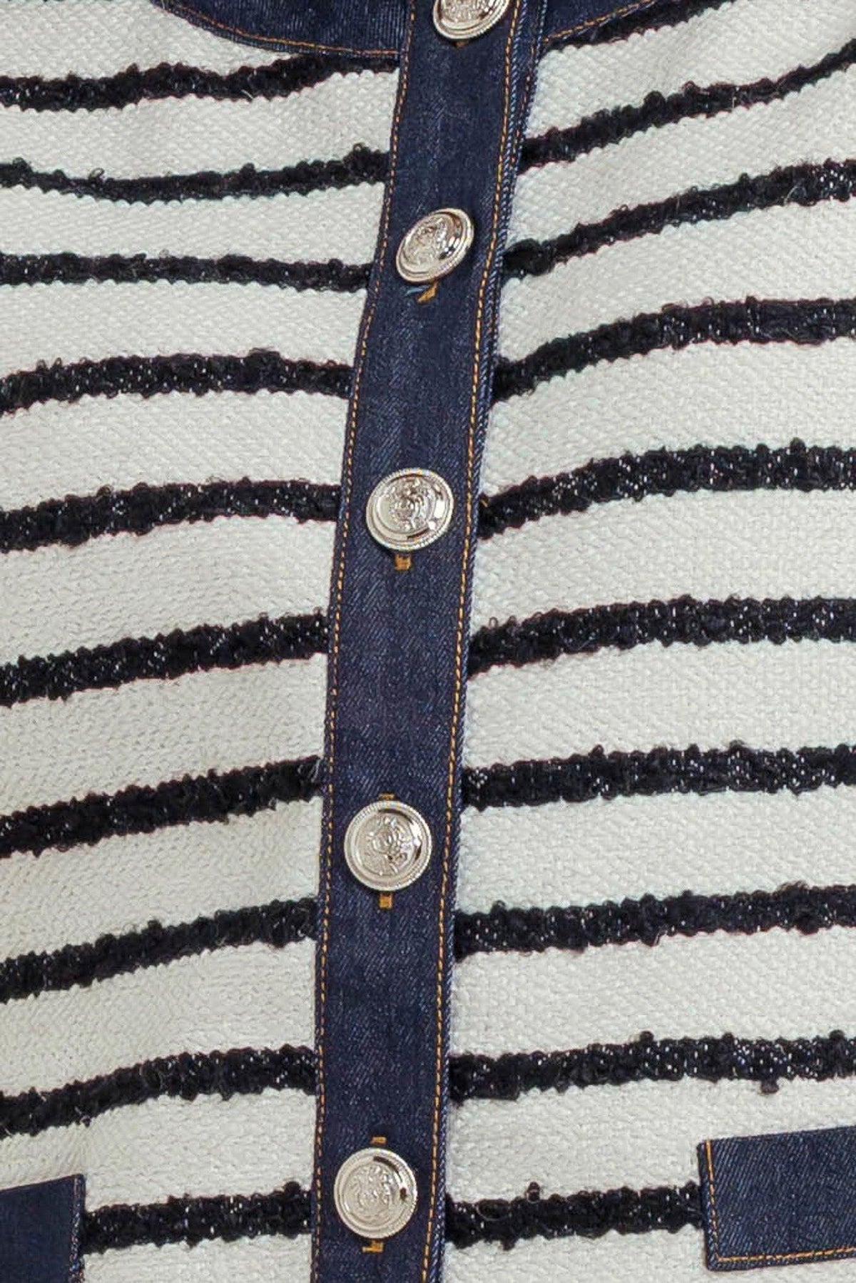 BONJOUR STRIPE WOVEN CROP JACKET
