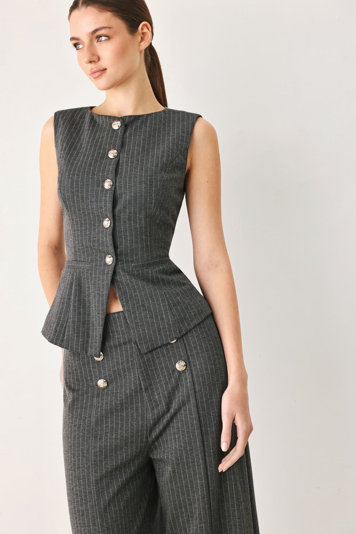 MODERN PINSTRIPE WOVEN VEST