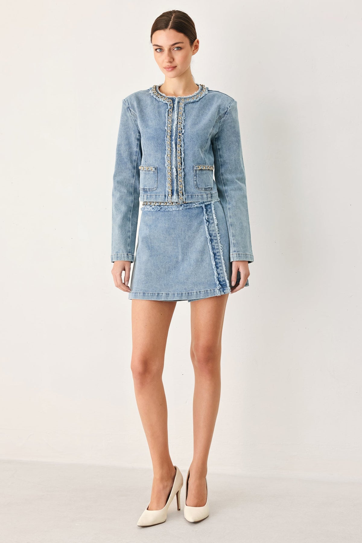SKYWARD LINKED DENIM CROP JACKET
