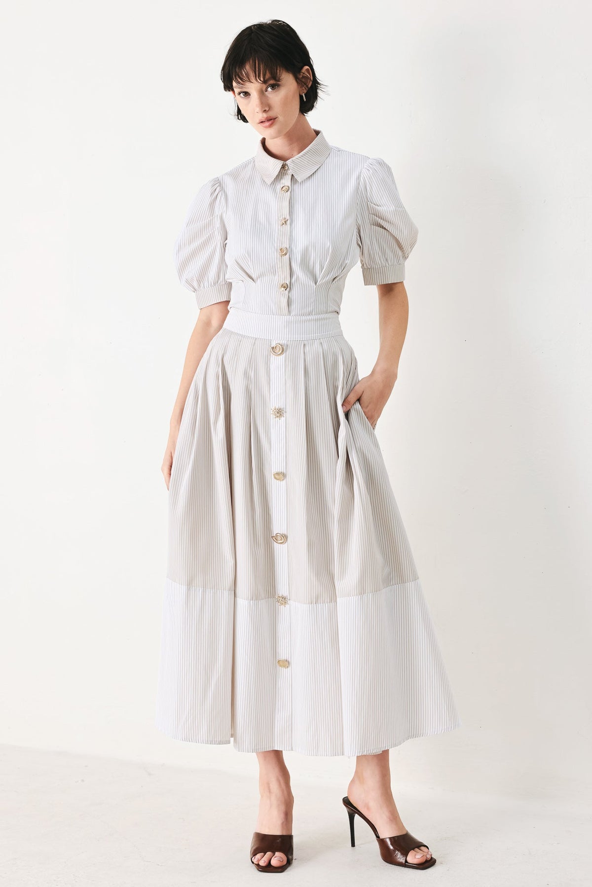 COASTAL LIGHT WOVEN MIDI SKIRT
