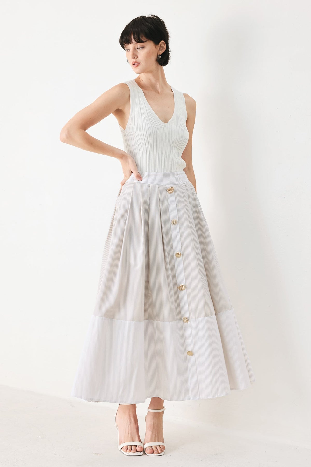 COASTAL LIGHT WOVEN MIDI SKIRT