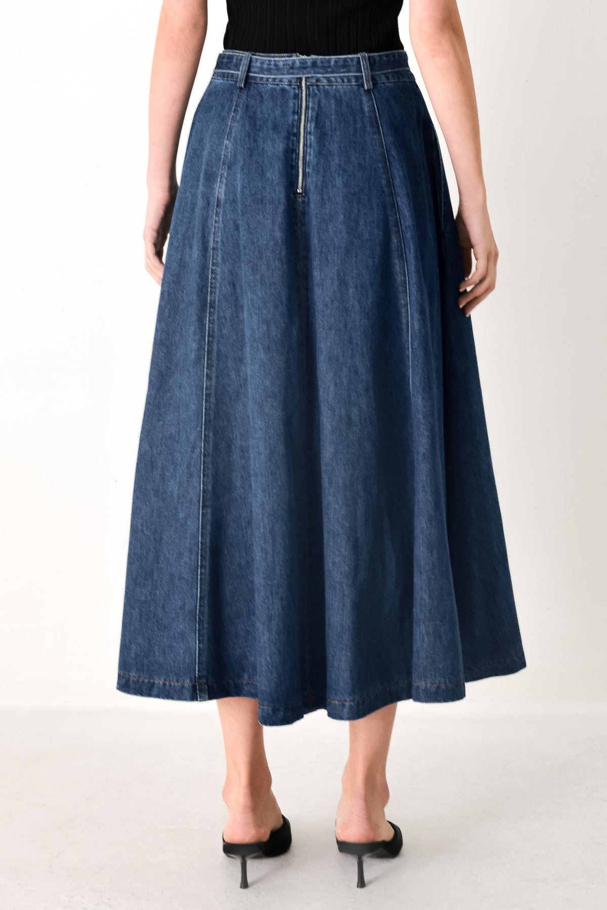 SWEET TALKER DENIM CIRCLE MIDI SKIRT