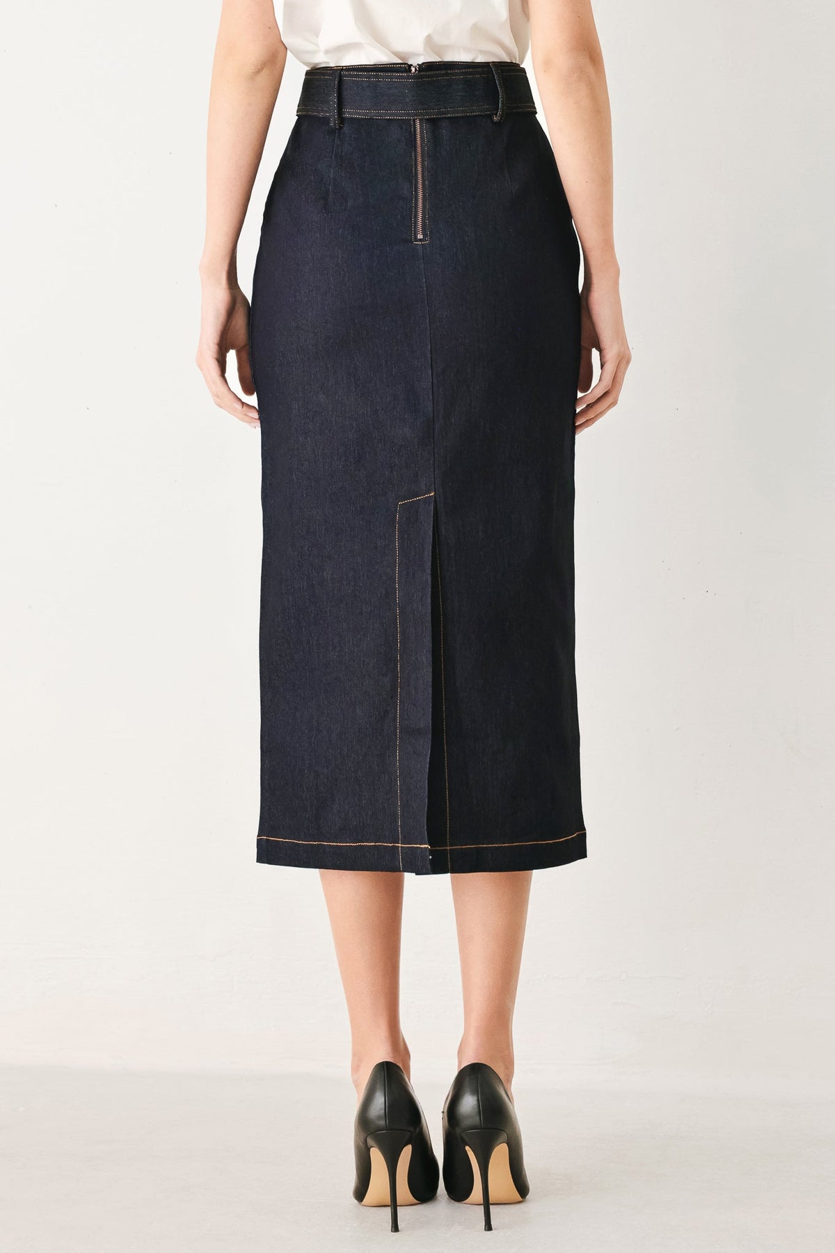 CLASSIC DENIM OFFICE MINI PENCIL SKIRT