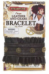 Faux Leather and Gears Brackelet Costume Accessory