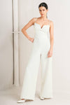 PRISTINE EDGE OFF WHITE WOVEN JUMPSUIT