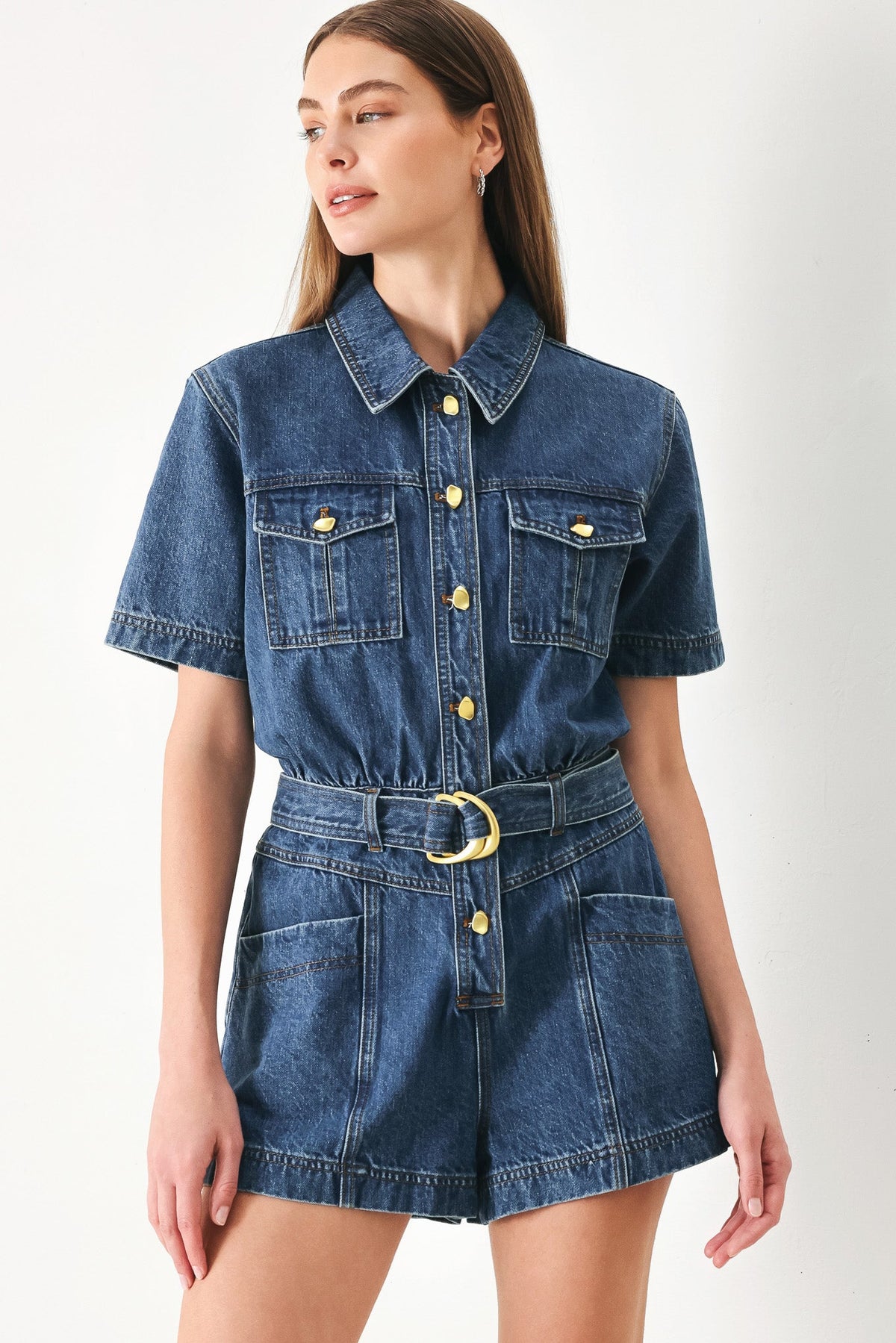 PLAY MODE DENIM ROMPER