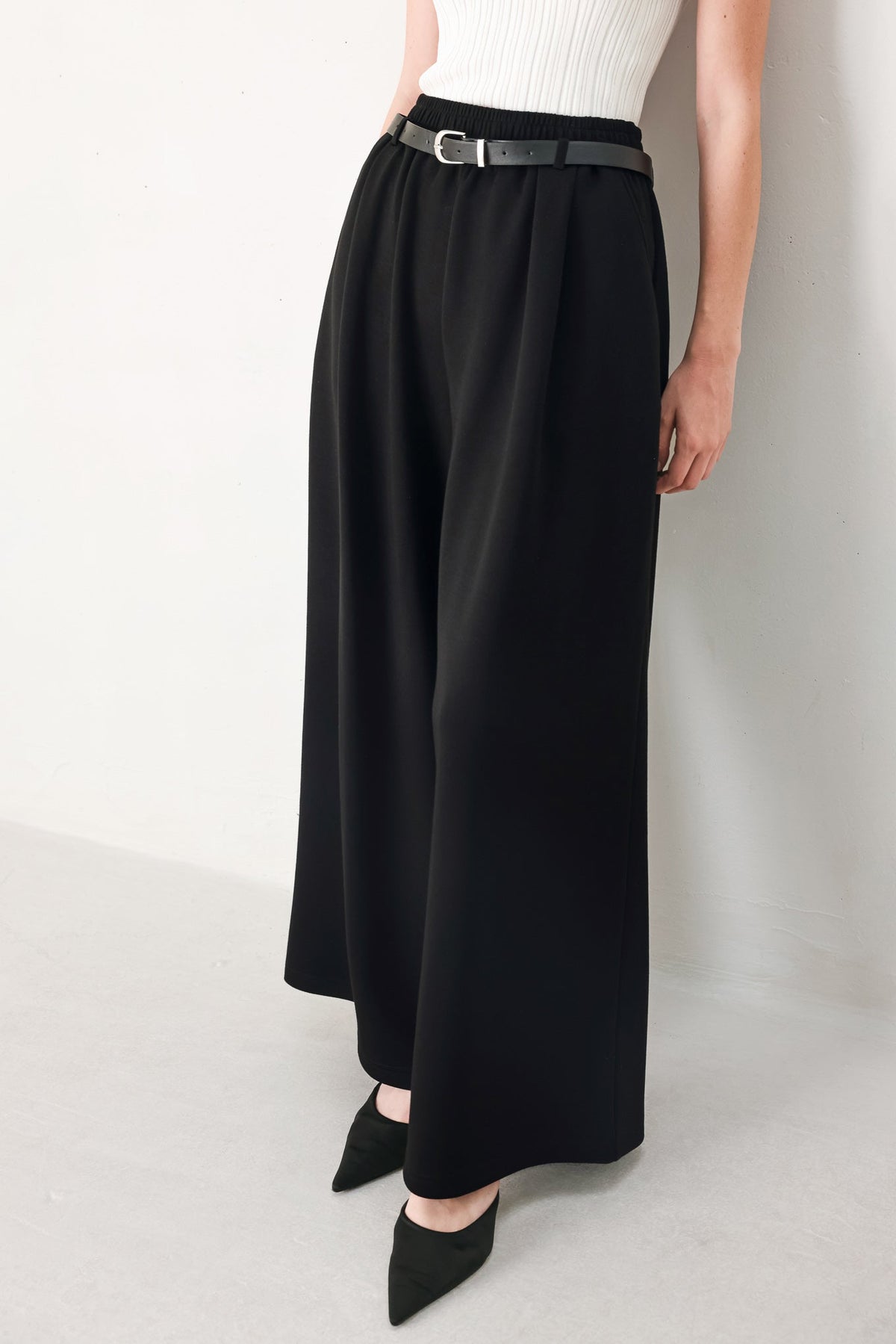 BLACK TIE PALAZZO WIDE LEG PANTS
