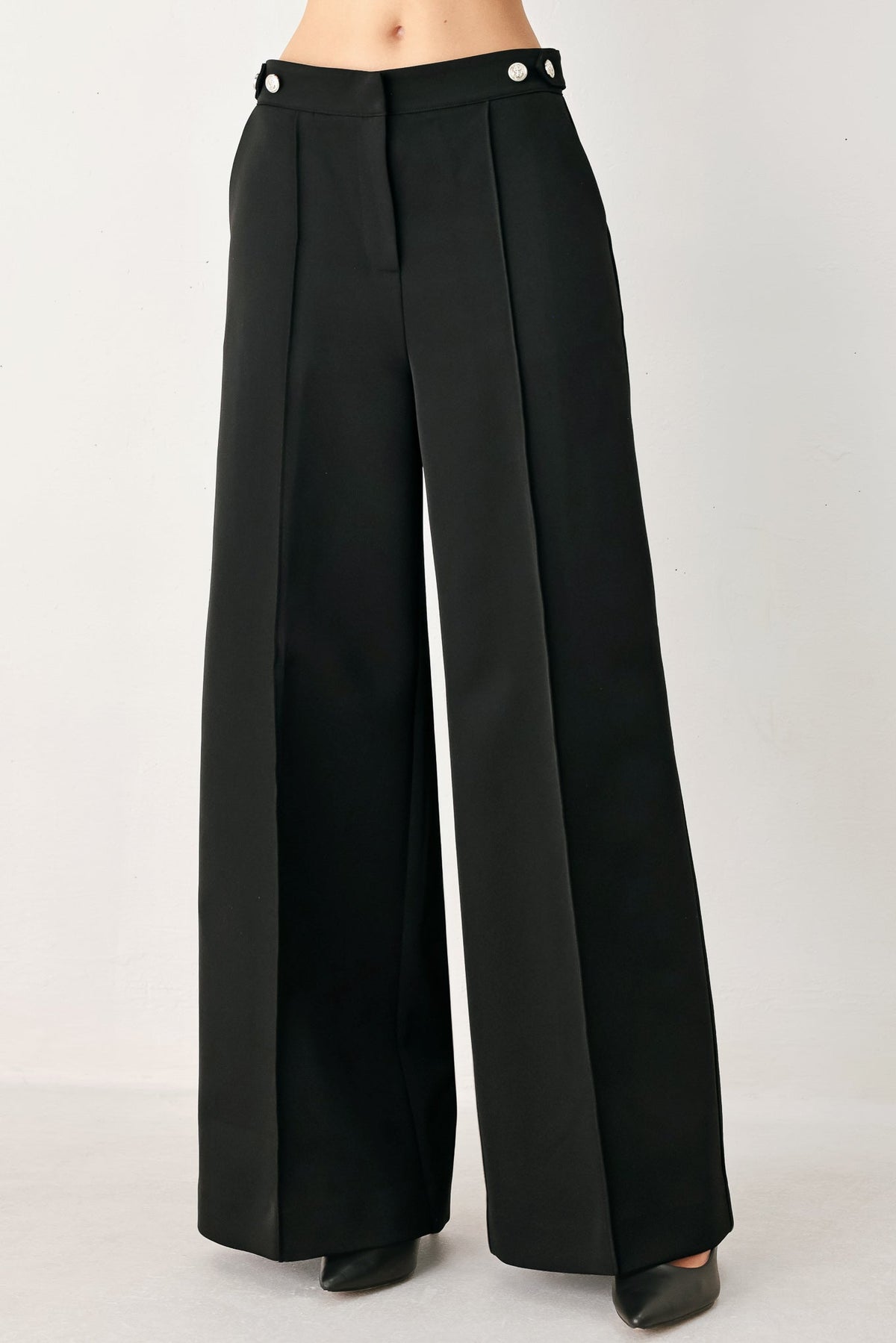 BLACK POWER PALAZZO WOVEN PANTS