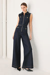 SLEEVELESS WORKWEAR DENIM JUMPSUIT