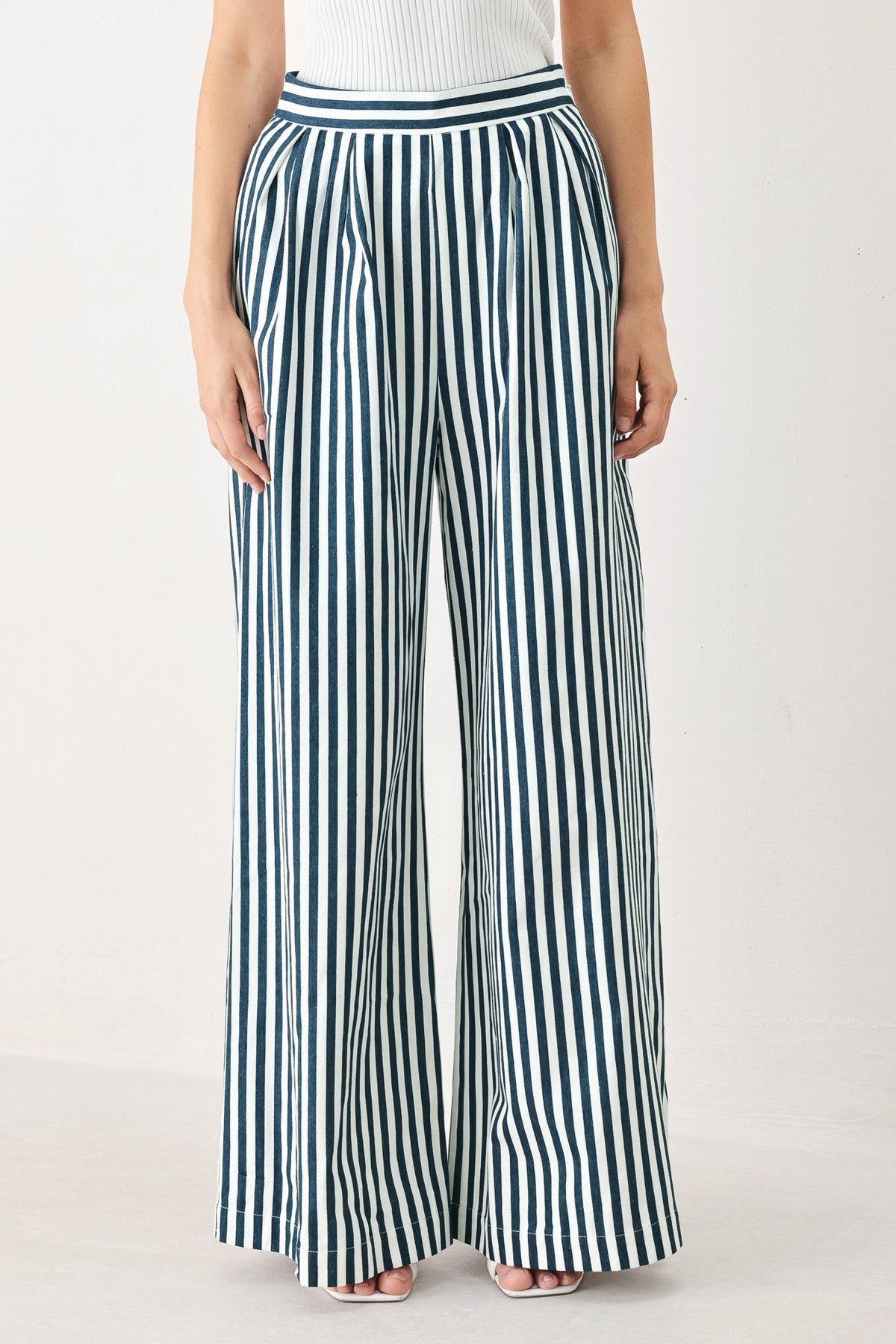 PORTSIDE STRIPE WOVEN WIDE LEG PANTS