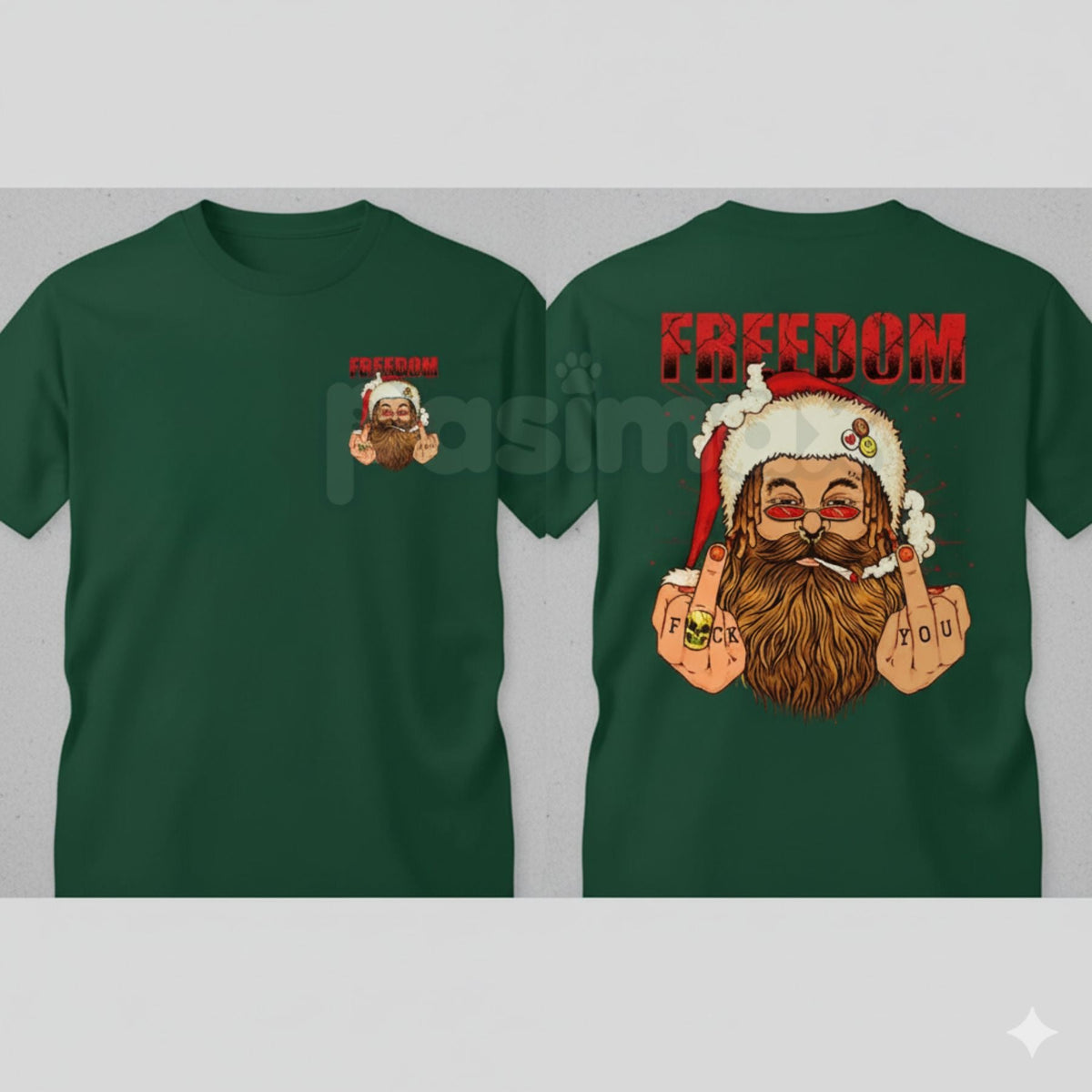 FREEDOM Defiant Santa Claus T-Shirt - Funny Rebel Christmas Print, Men's Edgy Holiday Graphic Tee, Anti-Establishment Gift