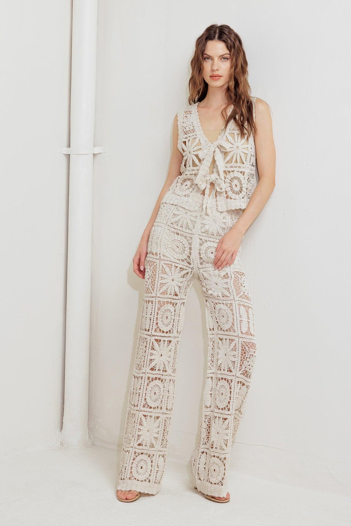 COASTAL BREEZE CROCHET VEST AND PANT SET