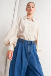 PINSTRIPE CHIC WOVEN TOP