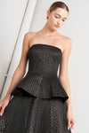 EVENING SCULPT METALLIC THREADED WOVEN TOP