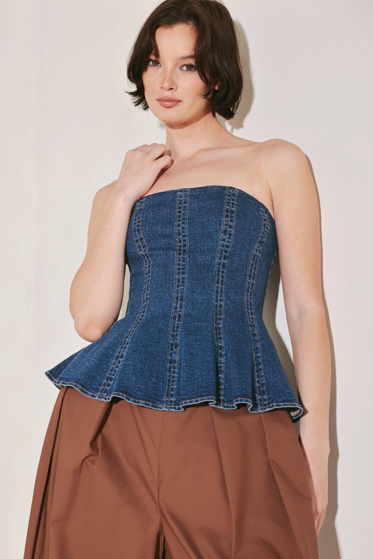 POWER PLAY DENIM TOP