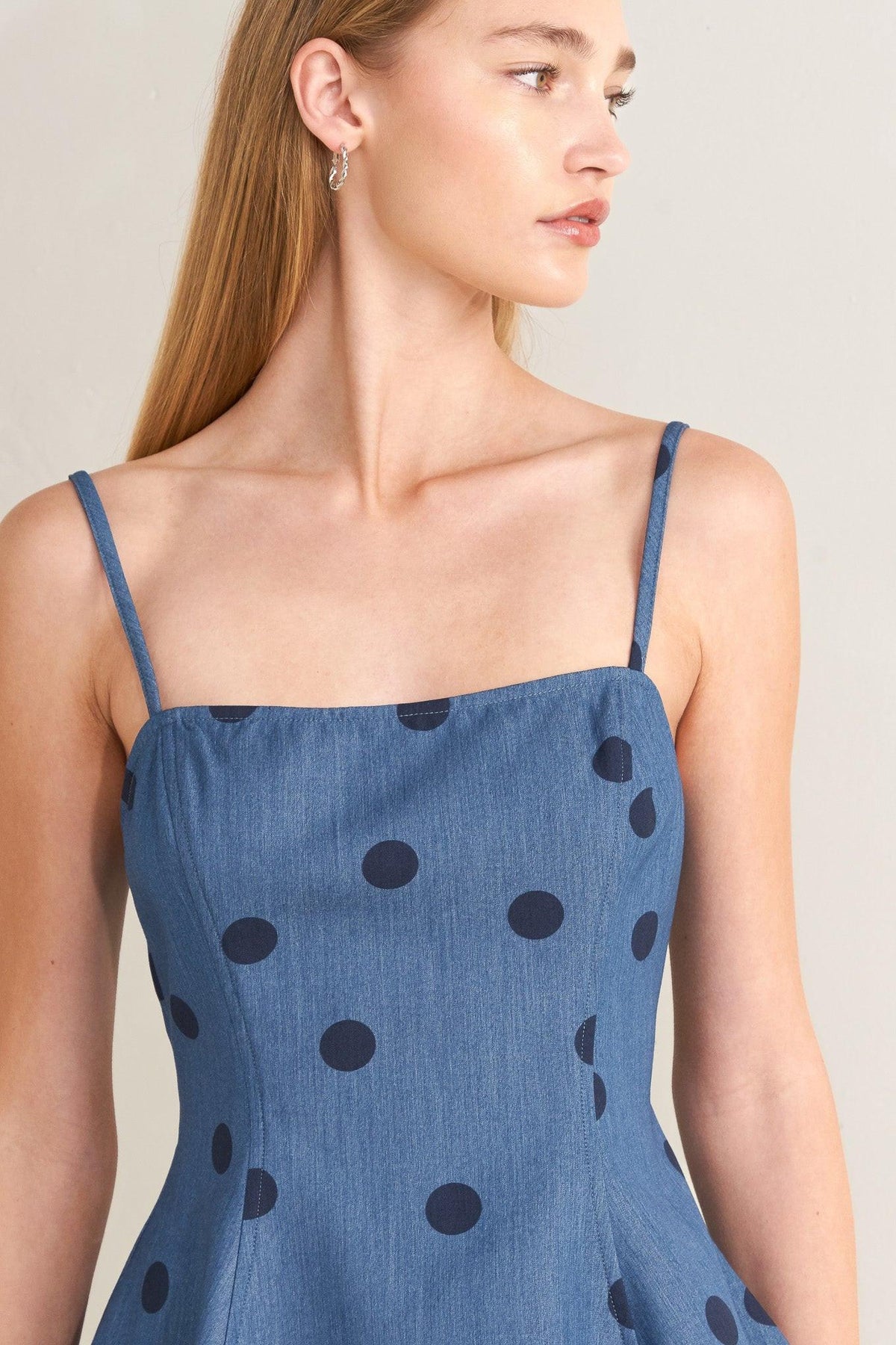 MIDNIGHT POLKA WOVEN TOP