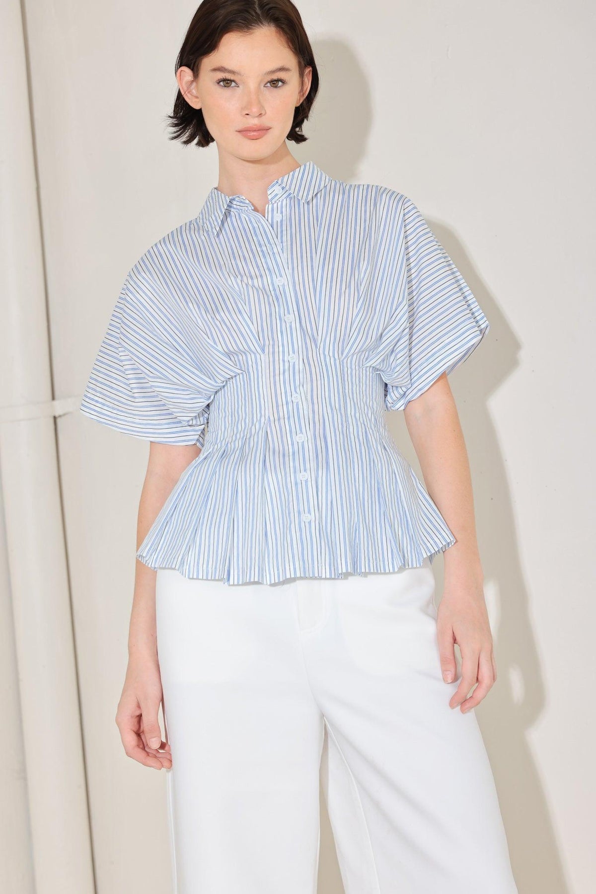 SKYLINE STRIPE WOVEN TOP