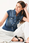 LOVELY COLLAR DENIM TOP