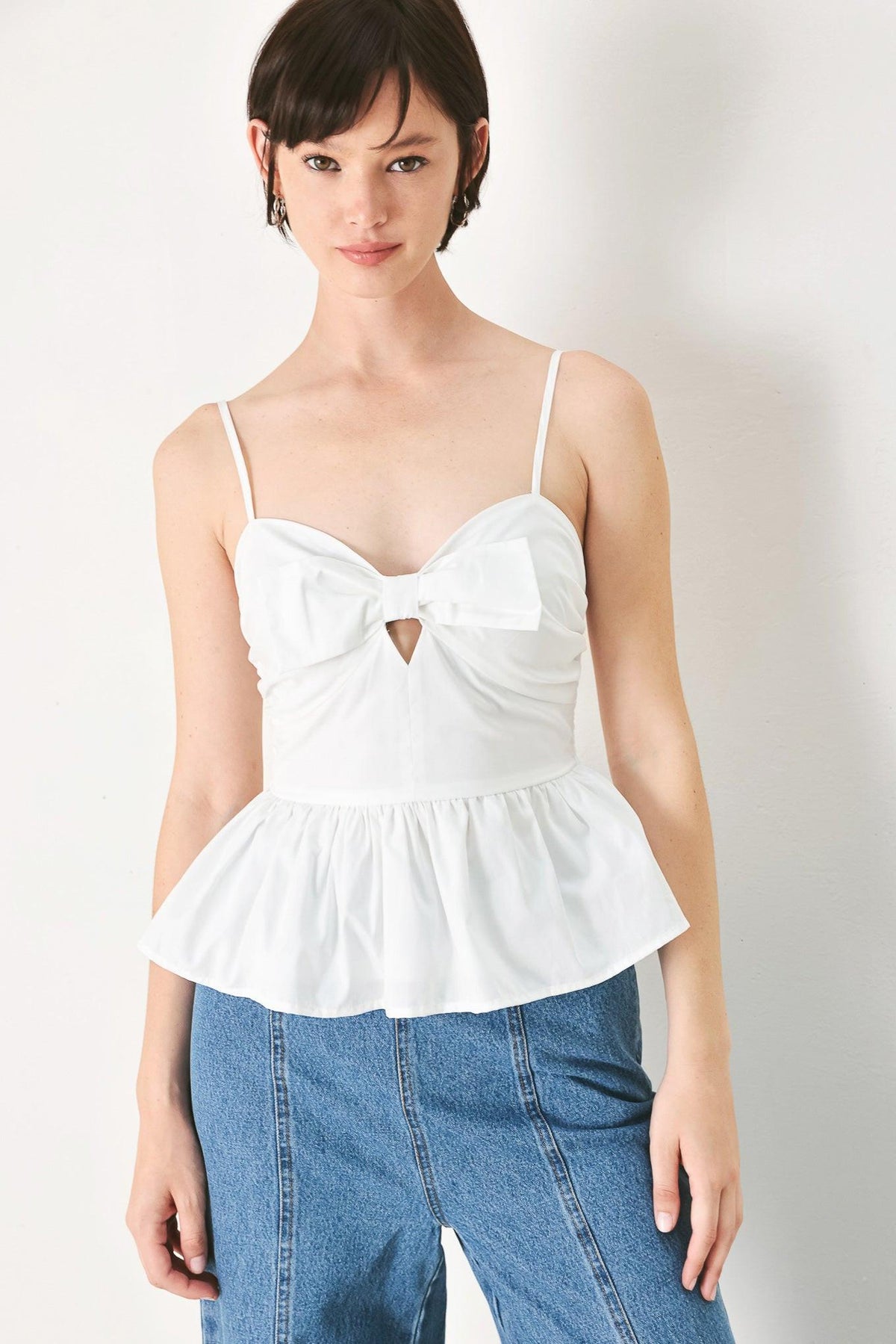 SUNSET BOW WHITE WOVEN TOP