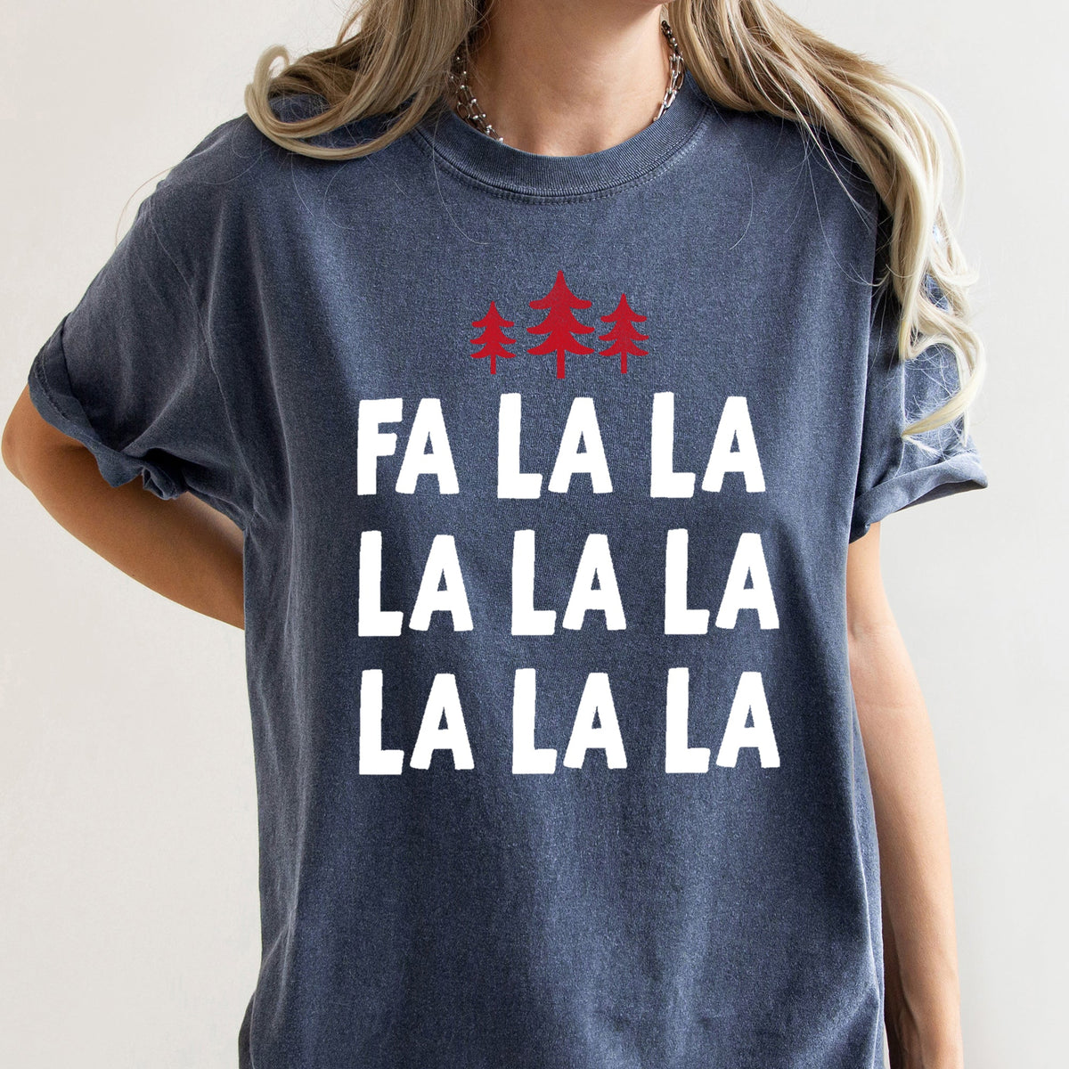 Fa La La Retro Christmas Trees Comfort Colors Tee