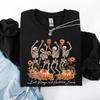 Fall Breeze and Autumn Leaves Skeletons Dancing Pumpkin Spice Halloween Sweatshirt