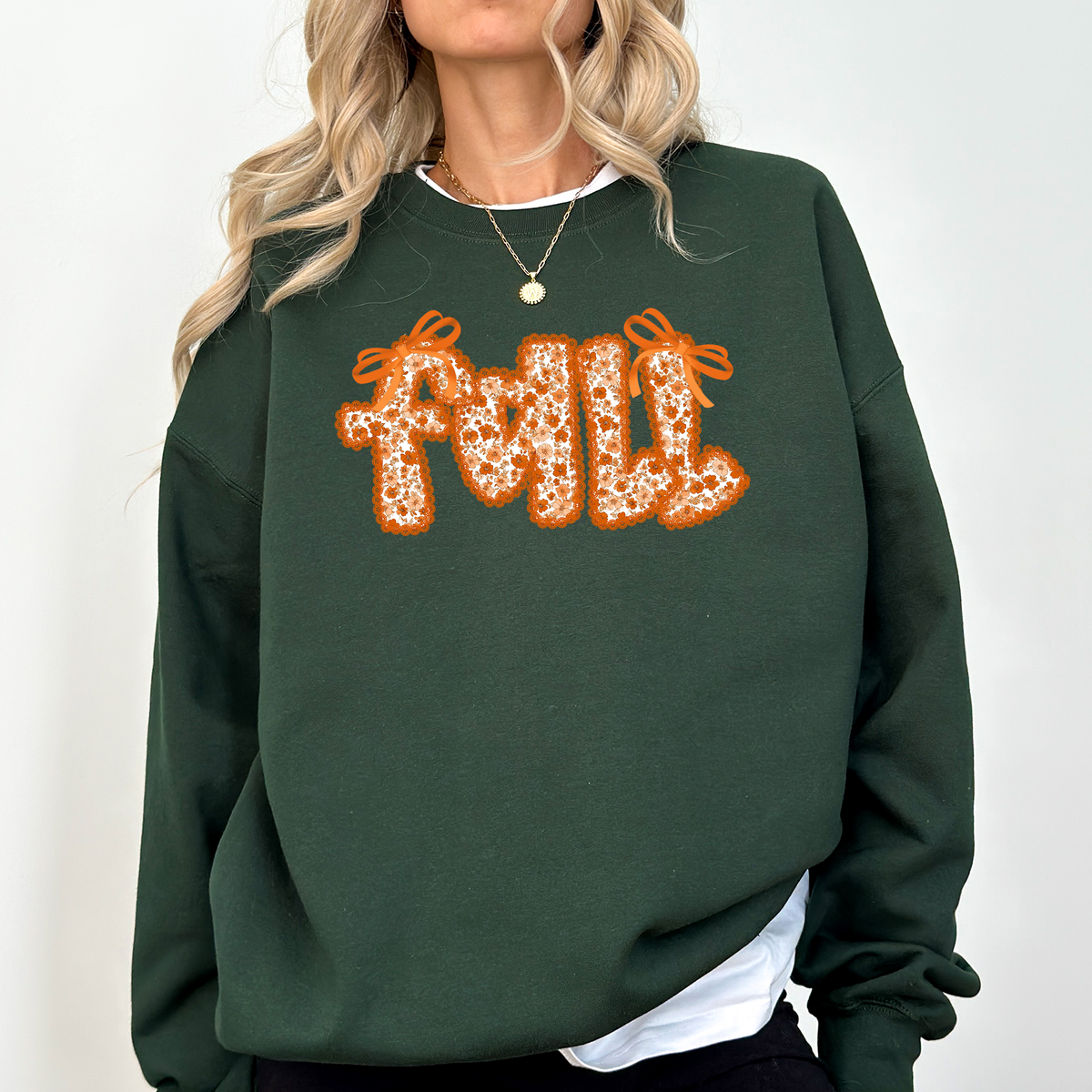 Fall Beautiful Bows Ribbons Colorful Autumn Coquette Cozy Velvet Ribbon Detailing Sweatshirt