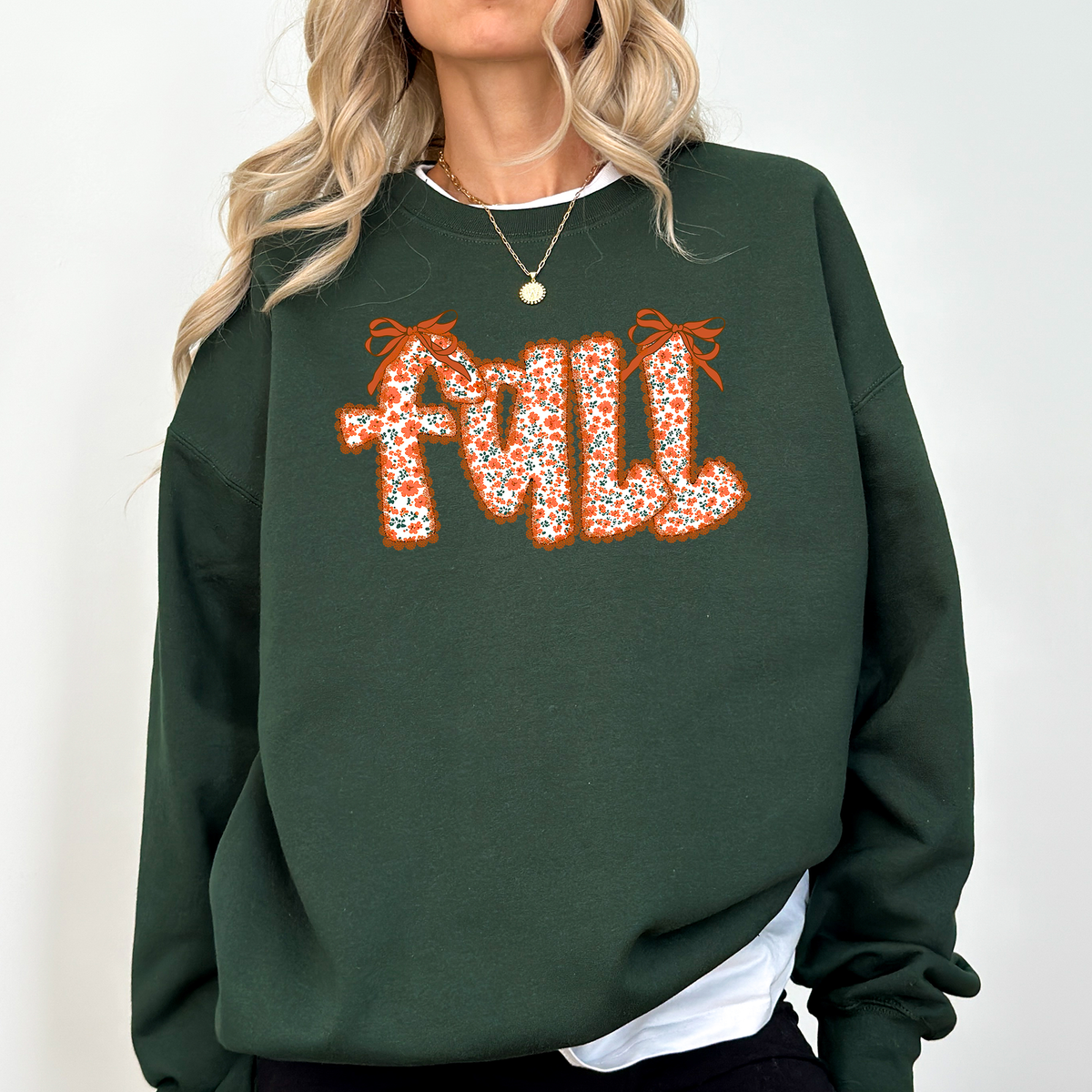 Coquette Fall Beautiful Ribbons Colorful Autumn Cozy Layered Ribbon Detail Sweatshirt
