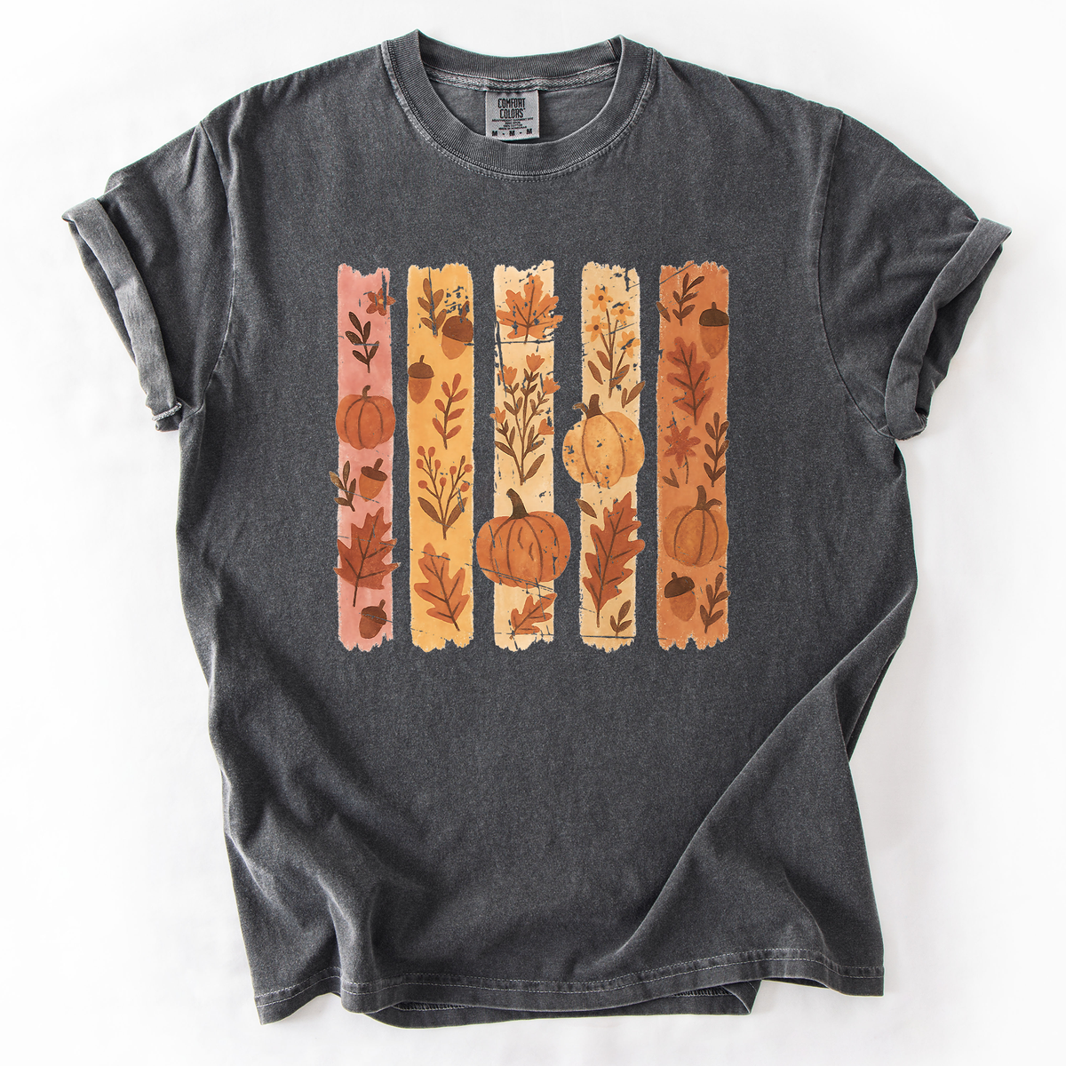 Fall Brush Stroke Floral Pumpkin Harvest Edition Autumn Collection Comfort Colors Tee
