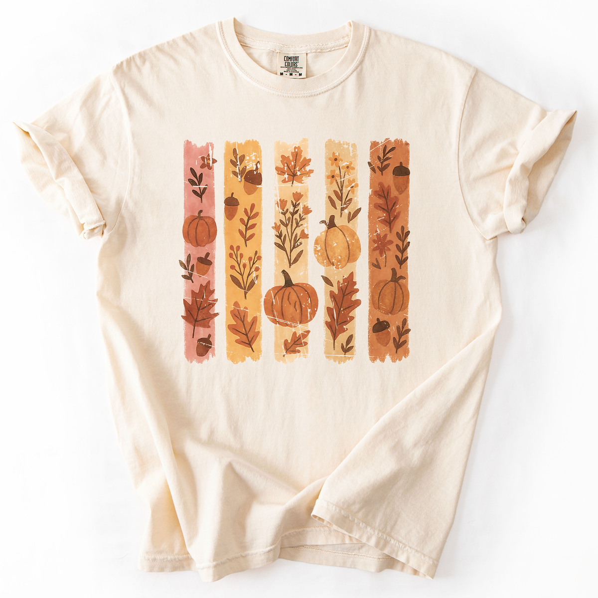 Fall Brush Stroke Floral Pumpkin Harvest Edition Autumn Collection Comfort Colors Tee