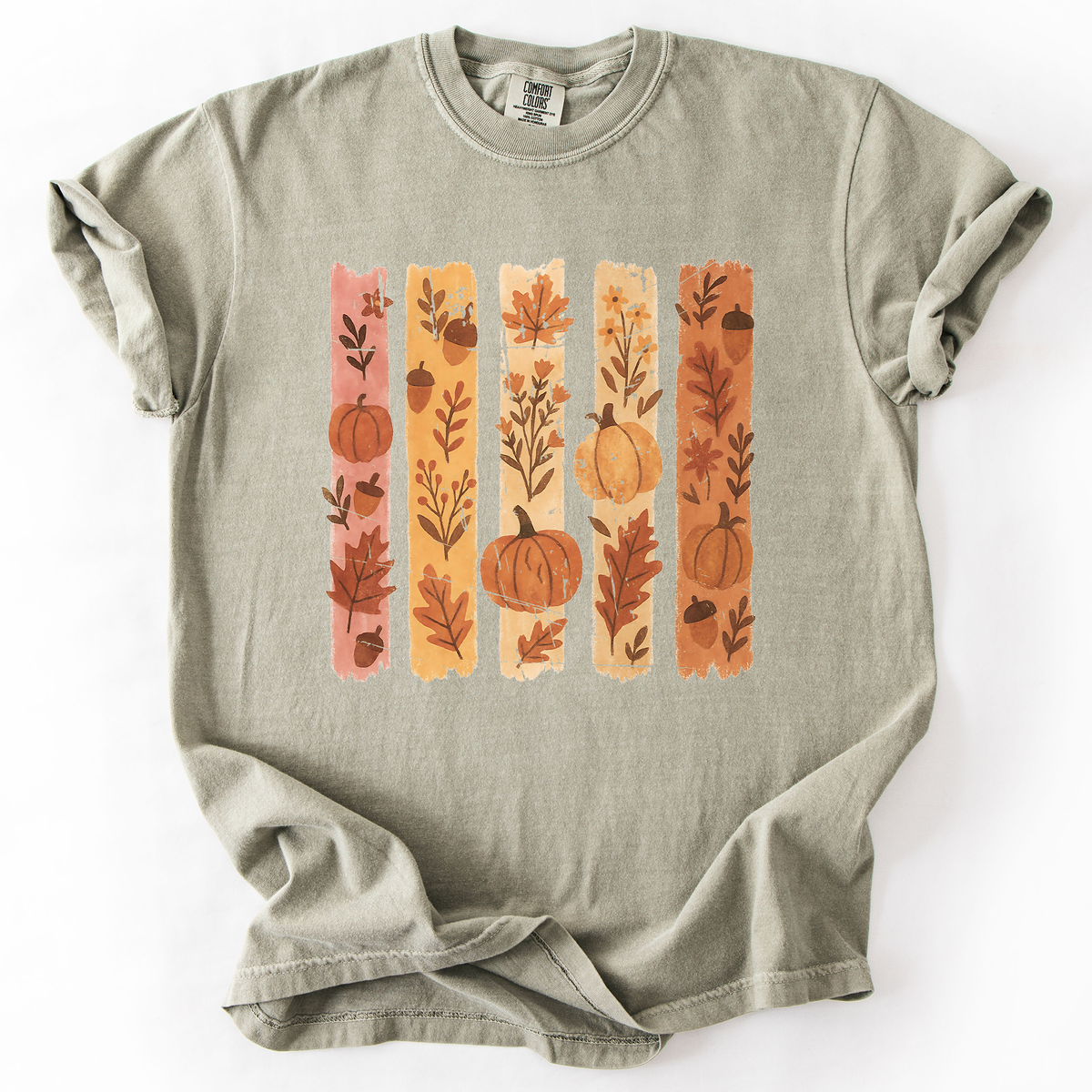 Fall Brush Stroke Floral Pumpkin Harvest Edition Autumn Collection Comfort Colors Tee