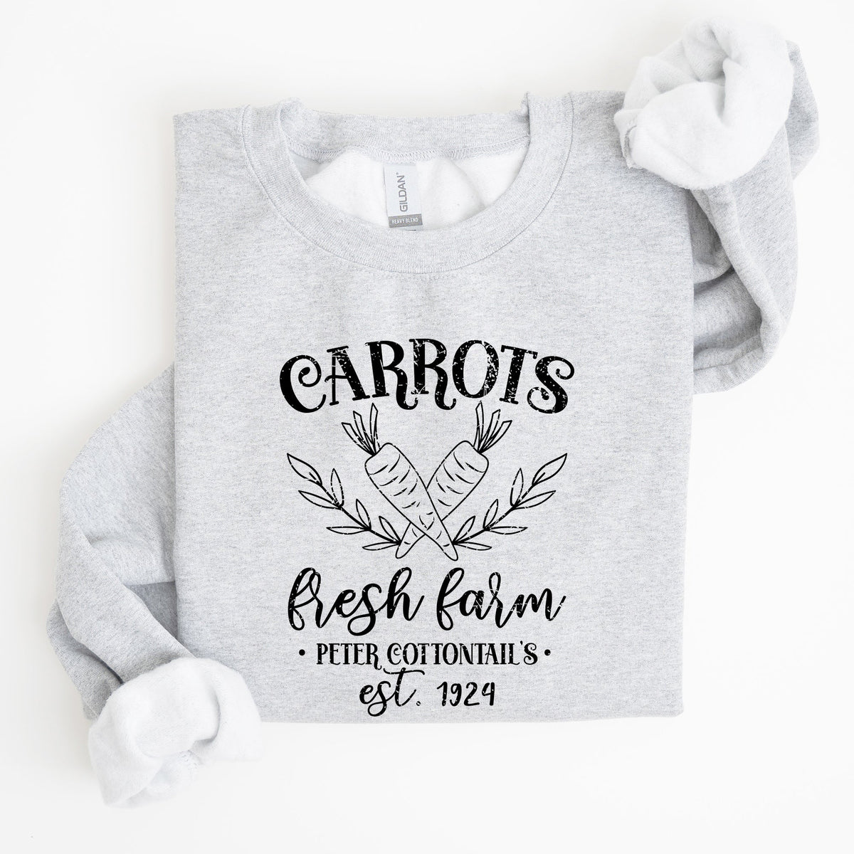 Farm Fresh Carrots Peter Cottontail Retro Farm Sign Easter Pastel Farmhouse Illustration Sweatshirt