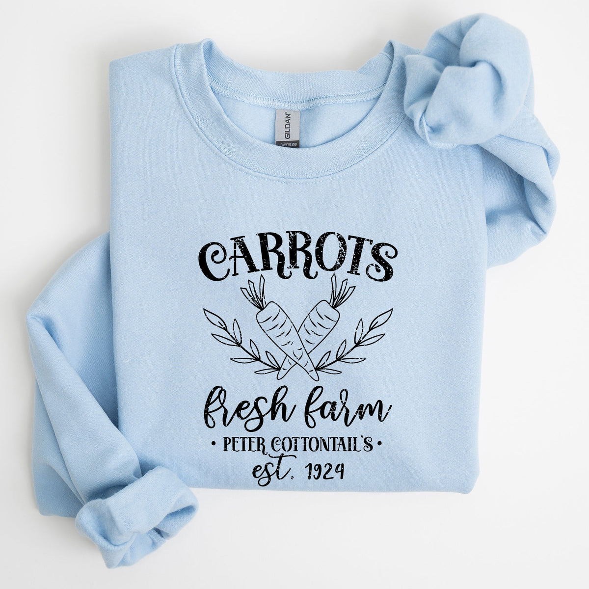 Farm Fresh Carrots Peter Cottontail Retro Farm Sign Easter Pastel Farmhouse Illustration Sweatshirt
