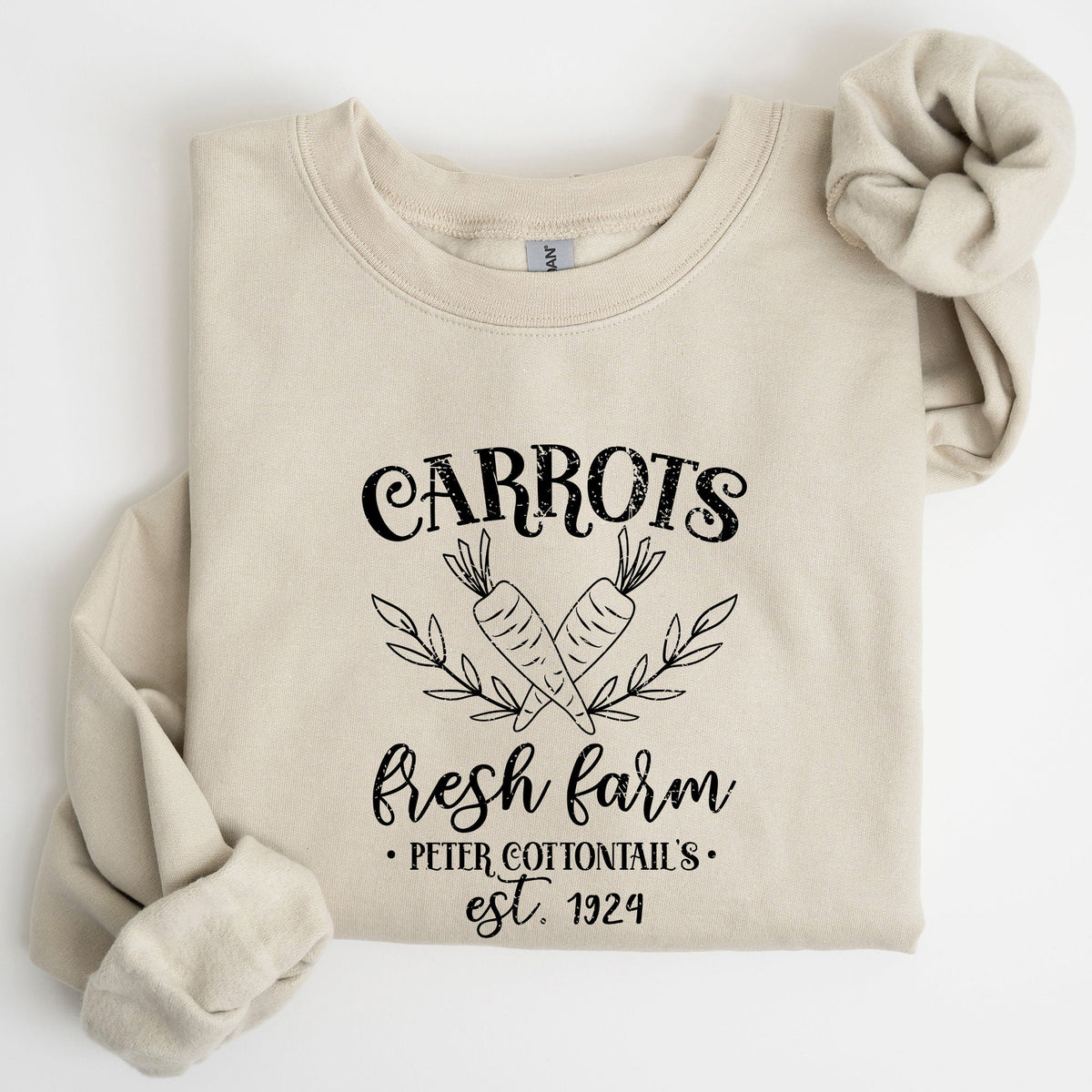 Farm Fresh Carrots Peter Cottontail Retro Farm Sign Easter Pastel Farmhouse Illustration Sweatshirt