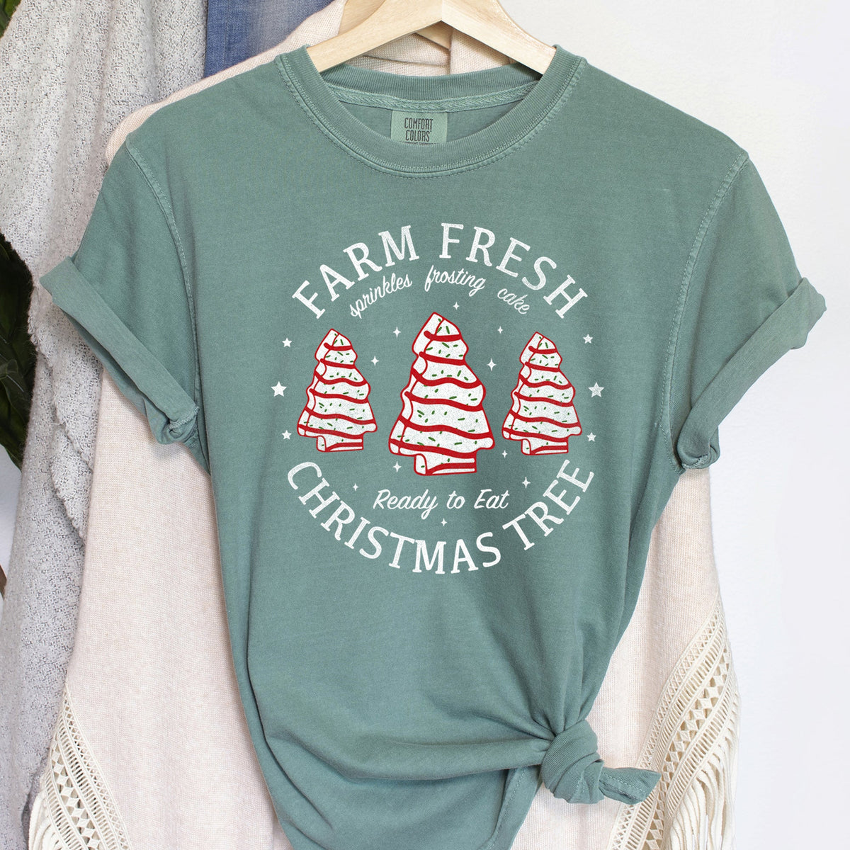 Farm Fresh Christmas Tree, Cakes, Little Debbit, Retro, Sweets Comfort Colors Tee