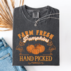 Fall Brush Stroke Floral Pumpkin Motif With Delicate Floral Pattern Autumn Harvest Comfort Colors Tee