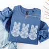 Faux Lace Bunny, Coquette, In A Row, Easter, Bunny, Jesus, Rabbit Seasonal Sweatshirt