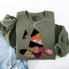 Faux Patchwork Witch Hat Patchwork Halloween Artful Spooky Season Witchy Vibes Sweatshirt