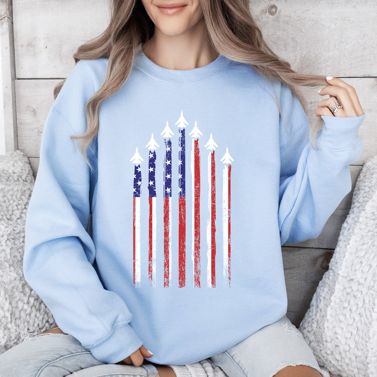 Fighter Jets Military Navy Air Force Emblem Theme Illustration With Wings Shield Sweatshirt