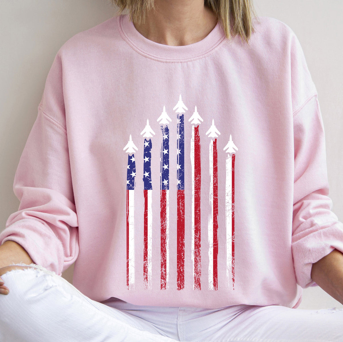 Fighter Jets Military Navy Air Force Emblem Theme Illustration With Wings Shield Sweatshirt