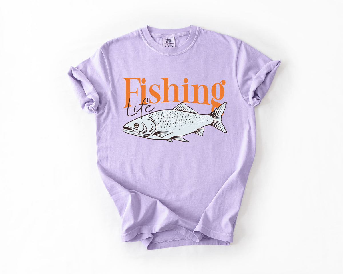 Fishing Life Boat Lake Sea Camping Outdoor Nature Travel Adventure Comfort Colors Tee
