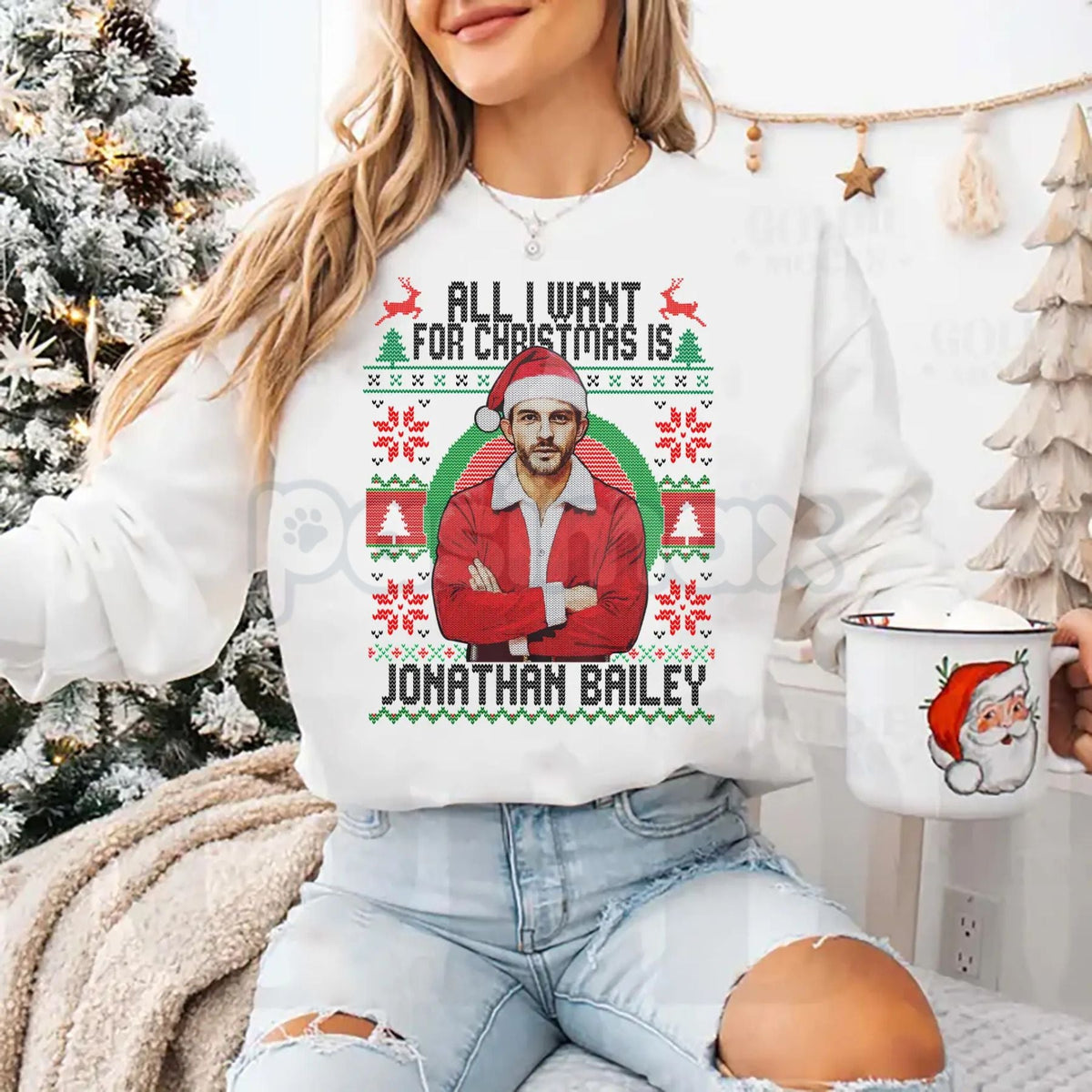 Fiyero All I Want For Christmas Is Jonathan Bailey Christmas Shirt | Wicked Movie Fan Ugly Xmas Sweatshirt | Broadway Actor Gift