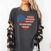 Floral Heart Patriotic Red White Blue USA America 4th Of July Comfort Colors Tee