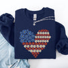 Floral Heart Patriotic Americana Emblem With Red White Blue Accents And Stars Sweatshirt