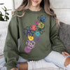 Floral Outlines With Leaves And Flowers In Colorful Graphic Design For Everyday Wear Sweatshirt