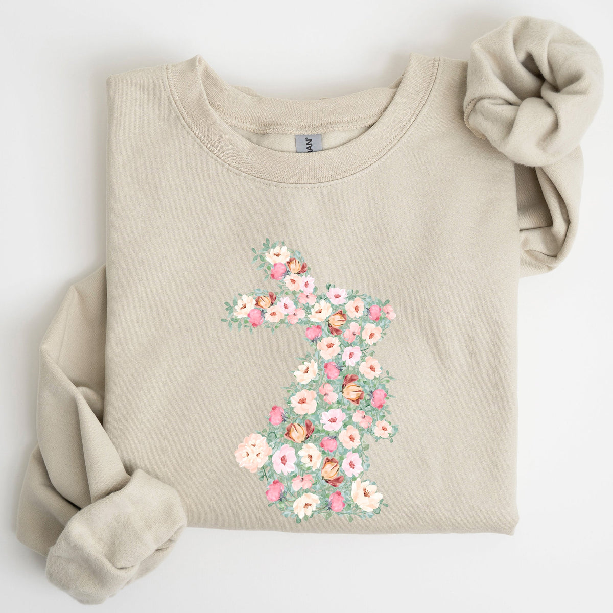 Floral Print Rabbit, Bunny, Easter Seasonal Springtime Floral Pattern With Delicate Bunny Motif Sweatshirt
